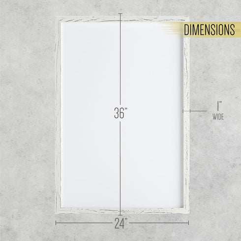 HBCY Creations Wall Mount Whitewashed White Board, 24"x36", Dry Erase Marker, 4 Magnets, Eraser, Wood Frame