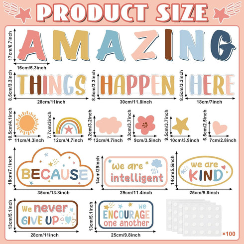 Boho Affirmation Station Bulletin Board Pastel Amazing Things Happen Here Bulletin Board Mental Health Posters for Motivational Inspirational School Classroom Wall Decoration Supplies by Naozinebi