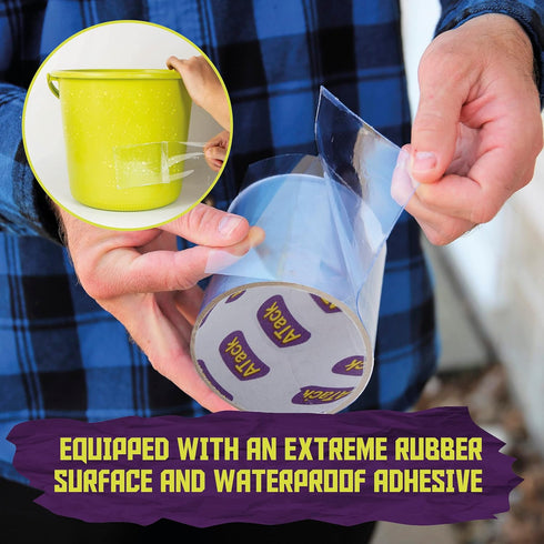 ATack Waterproof Patch and Seal Tape, Clear, 4" x 10', Water Barrier Tape for Leak Repair on Pipes, Roof, Boat