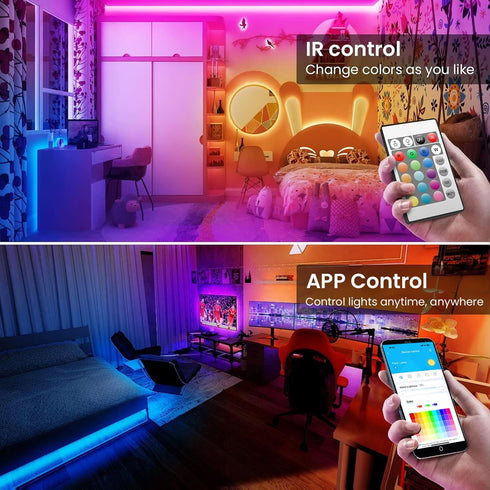 100ft TJOY Smart Led Strip Lights for Bedroom, Work with Alexa, RGB Color Changing Music Sync Led Lights with App