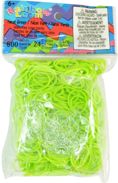 Rainbow Loom Twistz Bandz Rubber Band Refill + C-clips, Neon Green