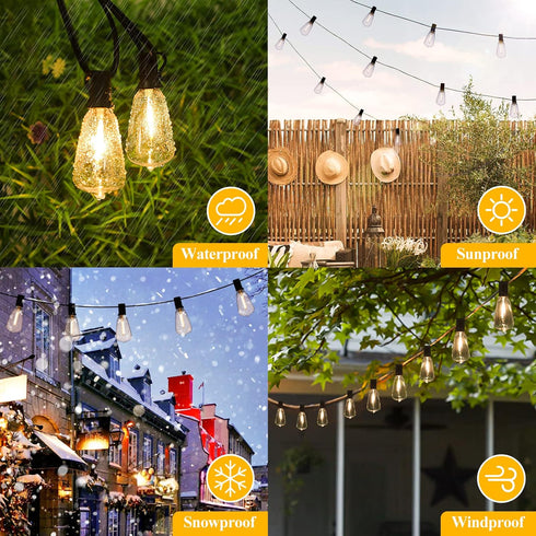 25FT 13 ST38 Bulbs (1 Dimmable Brightever Outdoor String Lights, Patio Lights with LED Edison Spare), Waterproof
