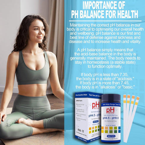 MEDIMATIC 200ct (4.5-9.0ppm) PH Test Strips for Urine & Saliva - Urine PH Test Strips for Humans, Fast & Accurately