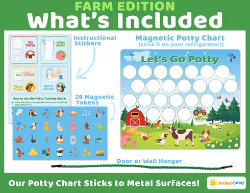 Bright Seed Reusable Magnetic Animals Potty Chart, Potty Training for Boys, Potty Training Chart for Toddler Girls