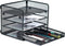 SETTFRFE 4-Tier Mesh Paper Letter Tray, Desk Organizer with Sliding Drawer, Black Office Supplies for Home Office
