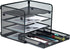 SETTFRFE 4-Tier Mesh Paper Letter Tray, Desk Organizer with Sliding Drawer, Black Office Supplies for Home Office
