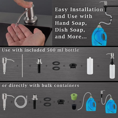 -16oz Countertop 4 Inch 47 Inch Styever Soap Dispenser for Kitchen Sink with Pump Bottle Built in Dish soap Dispenser