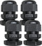 MGI SpeedWare 3/4" NPT Strain Relief Nylon Cord Grip Cable Glands, Black Plastic Grommet 4-Pack