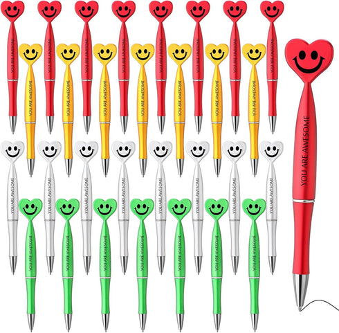 Qilery 50 Pcs Employee Appreciation Gifts, Smile Face Pens, You Are Awesome, Funny Inspirational Quote Black Ink