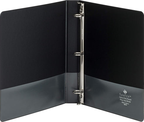 Sparco 19600 Black Round Ring View Binder, 1-Inch Capacity, 11-Inch x 8-1/2-Inch