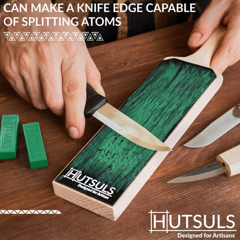 Knife Stropping Compound with Case, 2-Pack, Total 5 Oz, Green Buffing Compound Bars for Razor-Sharp Edges