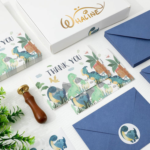 50 Pack 4 6 Inch Whaline Dinosaur Thank You Cards Boxed Watercolor Greeting Cards with Envelopes Stickers Blank Note
