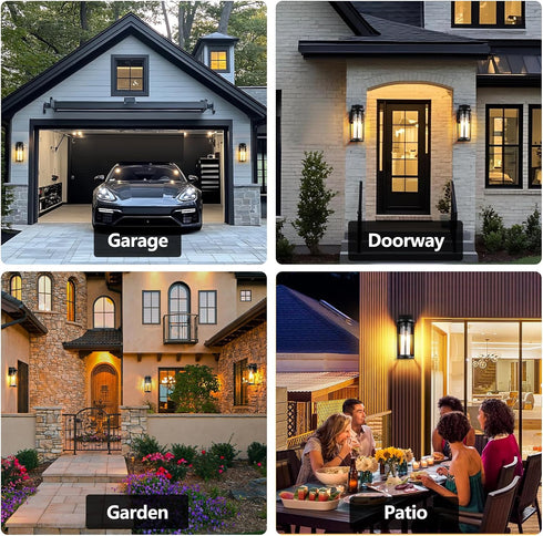 2 Pack 14 Inch Outdoor Wall Light Fixtures, Large Exterior Coach Lights, Black Wall Sconce Lamp, Exterior Waterproof