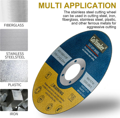 GoYonder 10 Pack 4.5" Cutting Wheel for Metal, Ultra Thin Cut-Off Wheel for Angle Grinders, Blue