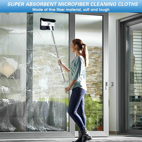 4 1 2 2 in Disposable Dust Mop with Squeegee & Floor Scrub Brush with Long Handle, Shiny Towels Wipes Cleaning Cloths