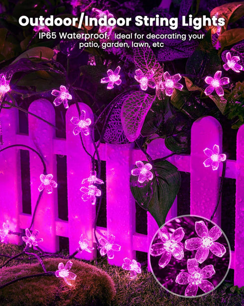 60 Brightown LED Solar String Lights Flower Outdoor Waterproof Fairy Lights for Garden Yard Fence Patio Christmas Tree