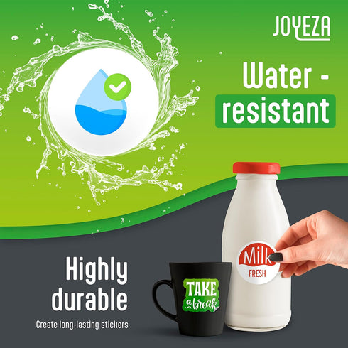 JOYEZA Premium Printable Vinyl Sticker Paper, 25 Sheets Matte White, Waterproof, Inkjet & Laser Printer