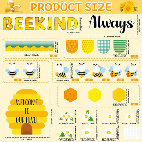 Bee Bulletin Board Set DIY Photo Crafts Summer Cutouts for Teachers Students Always Bee Kind Classroom Decorations