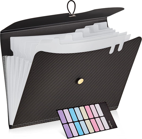 JARLINK 7 Pockets Expanding File Folder, A4 Size Accordion Document Organizer, Portable Cute Paper Organizer, Black