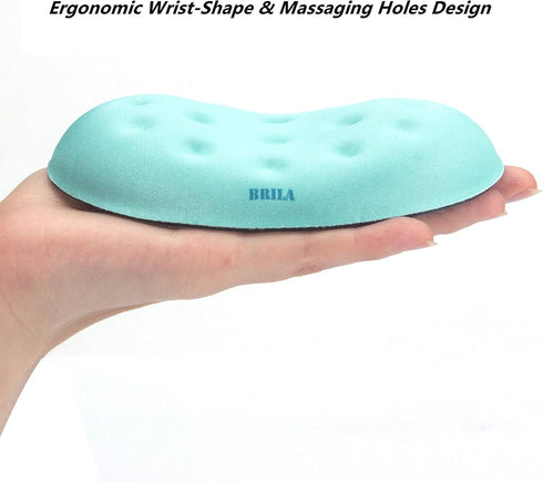 BRILA Ergonomic Memory Foam Mouse Wrist Rest Support Pad for Computer, Laptop, Office Work (Aquamarine)