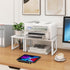 ELITEROO White Wood Desktop Shelf, 2 Tier Freestanding Small Bookshelf, Adjustable Storage Organizer for Kitchen