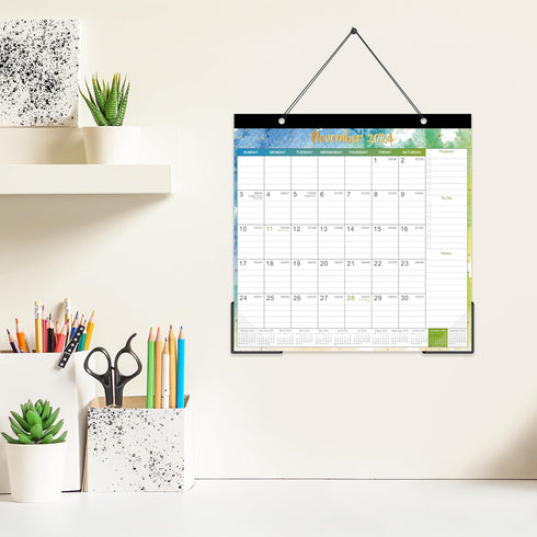 Magnetic Calendar for Fridge 2024, 10'' x 10'', Jan-Dec, 6 Topic Design with Ruled Blocks