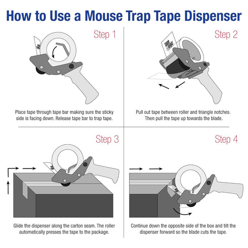 Partners Brand PTDEC2 Tape Logic Mouse Trap Carton Sealing Tape Dispenser, 2", Red/Black