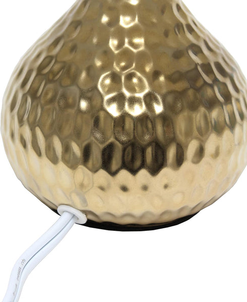 Simple Designs Mini Hammered Texture Gold Drip Table Lamp - LT2073-GDB with Black Shade for Home Decor