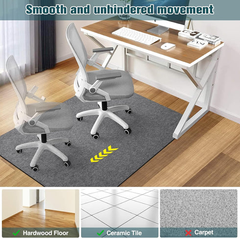 Desk Chair Mat for Hardwood Floor & Tile, 55"x35" Anti-Slip Office Chair Mat for Rolling Chairs