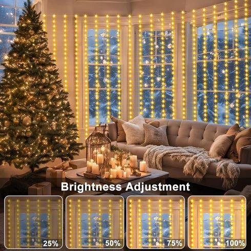 600 20Ftx10Ft, ZAIYW Curtain Lights LED Dual Color Changing Curtain Fairy Light Connectable with Timer Remote