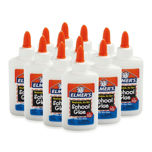 Elmers Liquid School Glue, Slime Glue & Craft Glue, Washable, 4 Ounces Each, 12 Count for Making Slime
