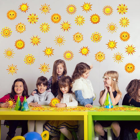 gisgfim 120 Pcs Sun Cutouts 12 Designs Bulletin Board Decorations for Happy Sunshine Spring Summer Party Supplies