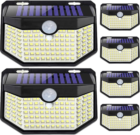 HMCITY 120 LED Outdoor Solar Lights with Motion Sensor and 3 Lighting