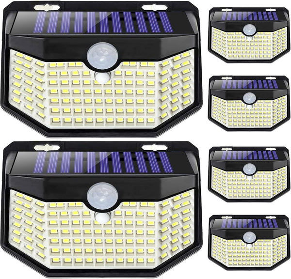 HMCITY 120 LED Outdoor Solar Lights with Motion Sensor and 3 Lighting