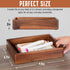 Desk Accessories Tray, 9.5x6.7x2 inch Single Office Box Tray on Tabletop Desktop Workspace, Large Rectangular Organizer Tray for Pens Stapler Notes Business Cards, Wooden Stationery Saver by Demigo