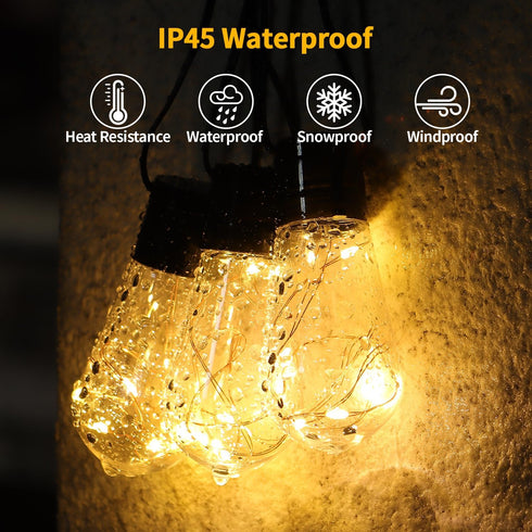 20 Bulb 14FT 100 Bulbs Hanging Battery Operated String Lights, LED Vintage Battery Outdoor Lights, Waterproof Indoor