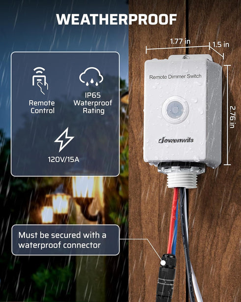 Dimmer 100FT DEWENWILS Wireless Switch Kit, Single Pole Outdoor Wireless Light Switch and Receiver Kit, No Wiring, No