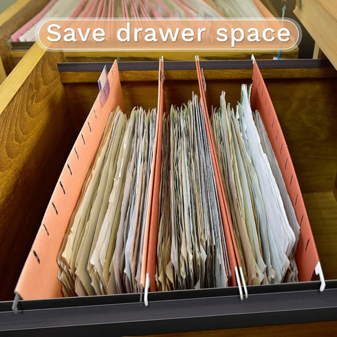 Leinuosen 6 Pcs Drawer File Folders, PVC Hanging File Rails for Drawer Sides, Letter Size File Storage Organizer (16