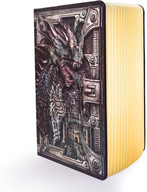 QXMGCBOK Dragon Book Light for Fantasy Decor - 3-Color Changing LED Desk