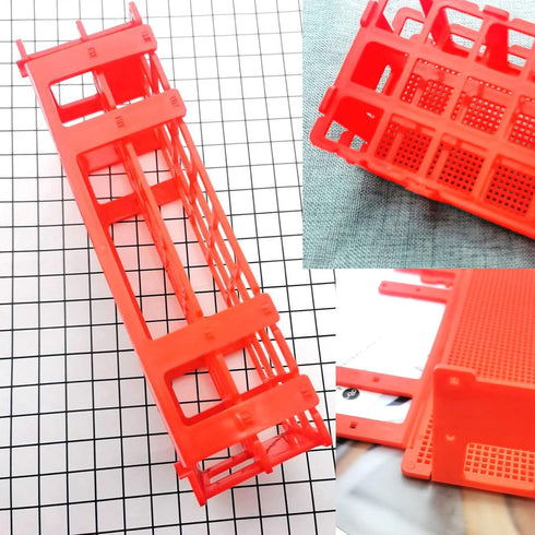 Plastic Test Tube Rack 2 Pack, 24 Holes Lab Holder for 25mm and Below Test Tubes, Detachable, Red