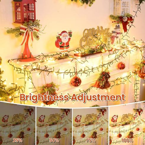 400 49FT 8 Cluster Lights Christmas Led Fairy Lights Green Wire Twinkle Lights with Remote Modes String Lights Timer