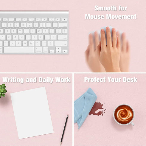 Hsurbtra Desk Pad, 35.5" x 17" PU Leather Mat, XXL Extended Mouse Pad, Waterproof Desk Blotter Protector