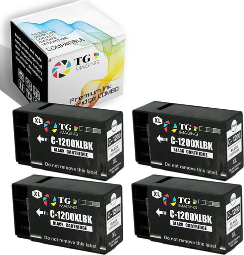 TG Imaging Compatible PGI1200 Ink Cartridge Black Replacement for Canon PGI1200XL (4 Pack) for MAXIFY Printers