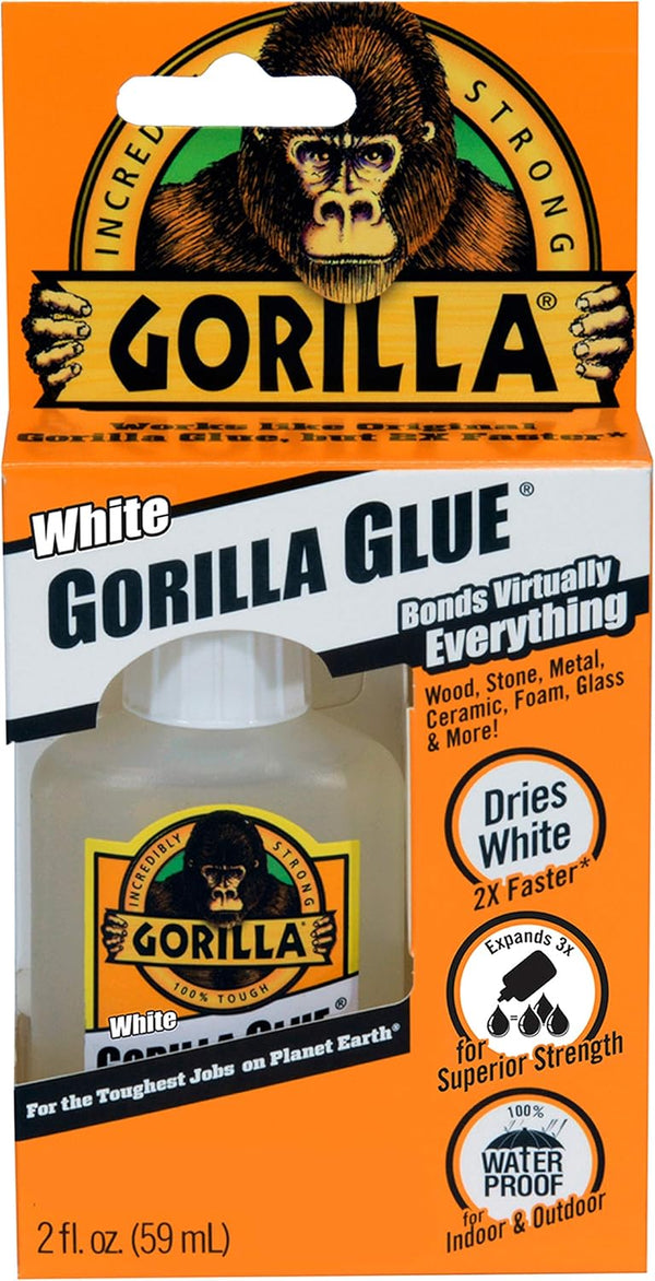 Gorilla White Gorilla Glue, Waterproof Polyurethane Glue, 2 Ounce Bottle