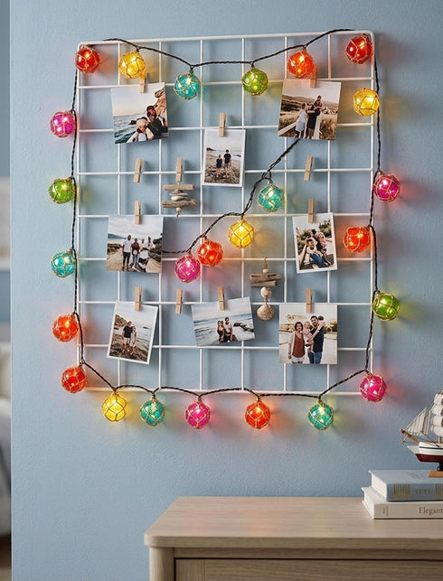 8.5 Set 10 Ft Nautical Fishing Float String Lights, Plug in Beach Themed Buoy Lights of LED Tiki Bar Lights Indoor Home