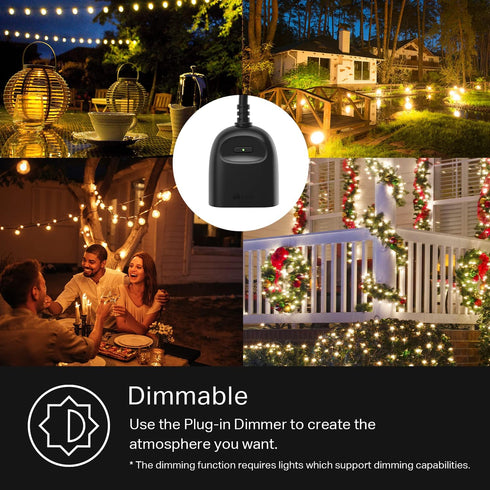 Kasa Outdoor Smart Dimmer Plug, IP64, Compatible with Alexa and Google Assistant, Long Wi-Fi Range