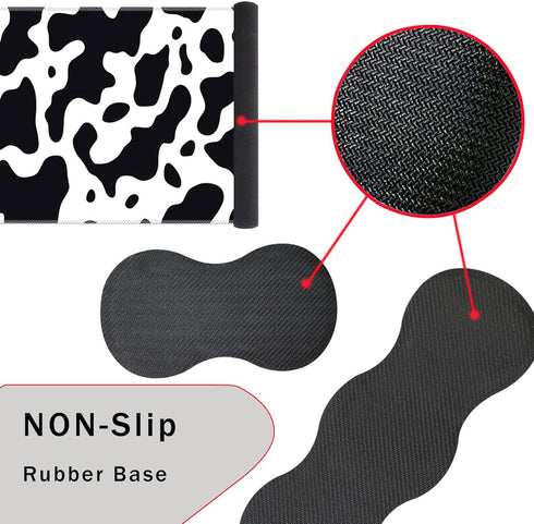 Keyboard Wrist Rest and Mouse Pad Set, Ergonomic Coaster with Memory Foam, Large XL Desk Mat (Cute Cow Print)