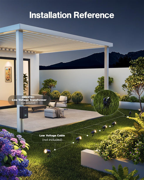 600LM 2900K 12-24V IP65 2Packs HIBOITEC Spotlights Low Voltage Landscape Lighting with Connectors Landscape Lights Kit