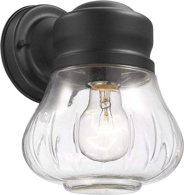Transitional 1 Light Textured Black Outdoor Wall Sconce 9" Height
