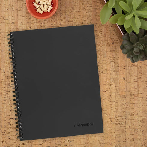 Cambridge Notebook, Business Notebook, 7-1/4" x 9-1/2", 80 Sheets, Ruled, Action Planner, Flexible Cover, Wirebound, Gray (06122) by Cambridge